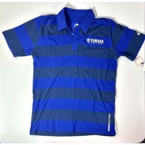 S Yamaha Racing One Industries Blue Striped Polo Shirt NWT